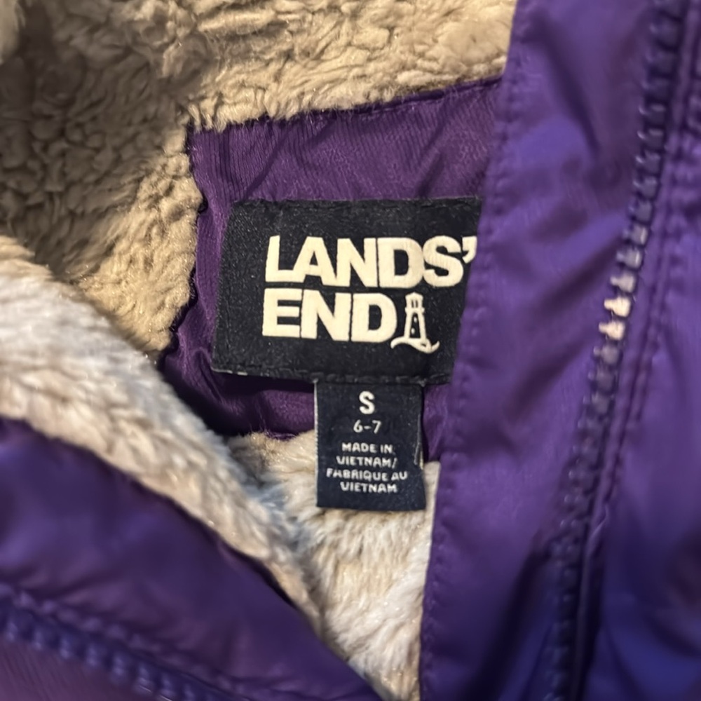 Lands' End Purple Down Alternative Jacket with Hood Girls Size S (6-7) - Picture 2 of 7